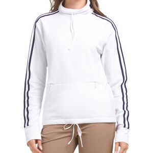 NWT Kinona Apres 18 Funnel Neck Longsleeve Top in White & Navy, Size Large